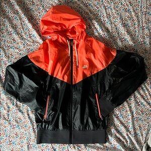 Nike Women’s Windrunner Jacket in Black and Orange - Medium